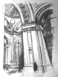 St Paul's Interior charcoal drawing