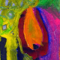 tulip, mixed media, oil pastel