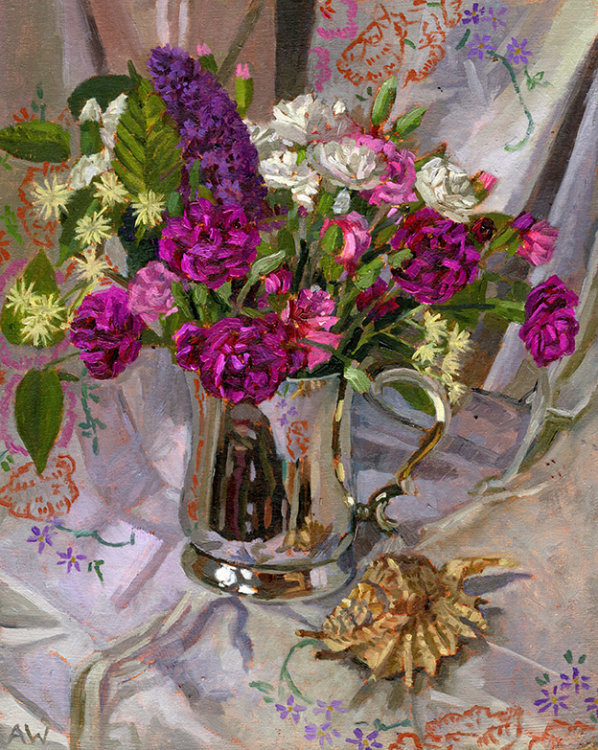 Carnations and Wildflowers in Tankard
