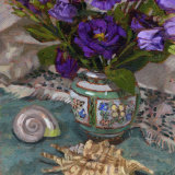 Purple Lisianthus and Two Shells