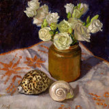 White Lisianthus in Brown Pot