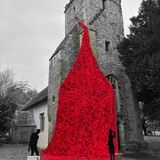 Poppies East Preston Church (colour popping photo)