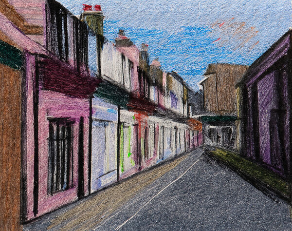 Pastel Street Crayon Drawing