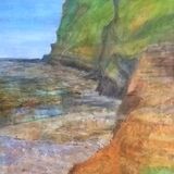 Crackington Haven Beach painting - SOLD Crackington Haven Beach painting original