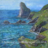 rocky valley, summer Rocky Valley, Bossiney summer original mixed media painting