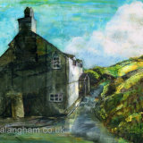Cornish Cottage, Boscastle Boscastle cottage original mixed media painting