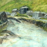 Boscastle Harbour painting print Cornwall