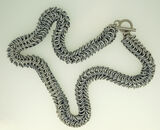 Gunmetal and Satin White Rope Necklace