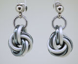 Gunmetal and Satin White Mobius Knot earrings