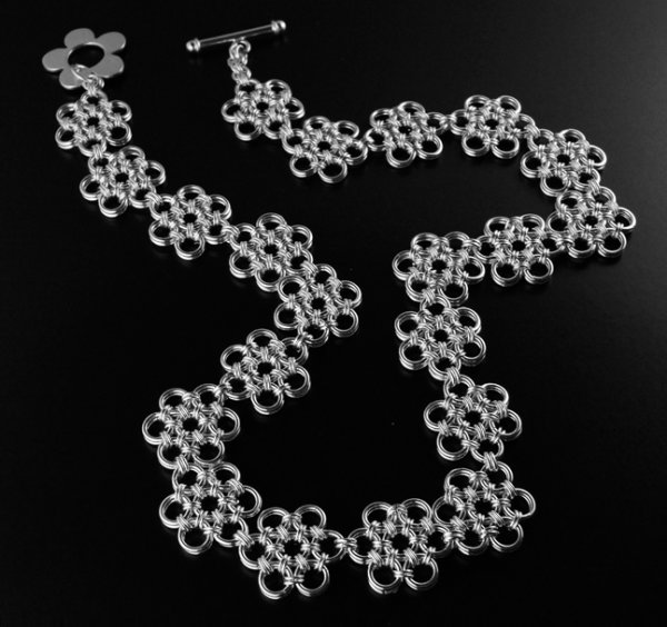 Japanese Flower Necklace in sterling silver