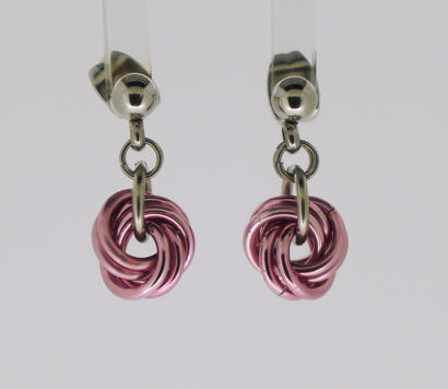 Pink Mobius Knot Earrrings