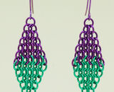 Purple and Green Diamond Drop Earrings