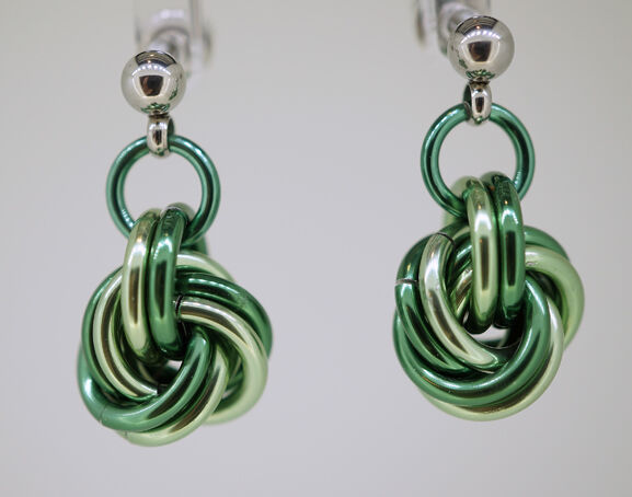 Shades of Green Mobius Knot Earrings