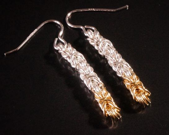 Sterling Silver & 9 carat Gold Byzantine Drop Earrings