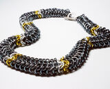 Yellow, Satin White and Gunmetal Rope Necklace