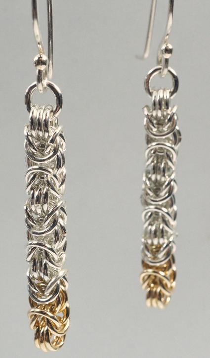 Gold and silver drop earrings