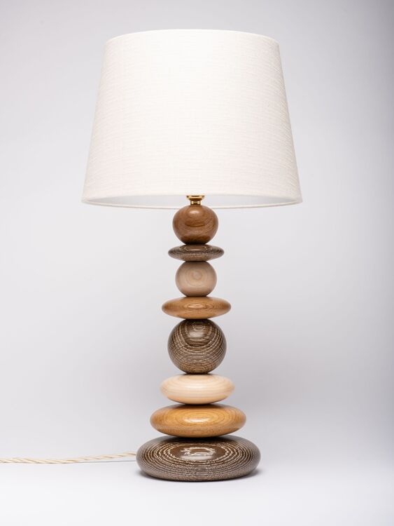 Pebble Lamp feat. fumed and limed Oak