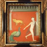 adieu OIl on wooden Panel 10 inches x12inches  in Antique framwe