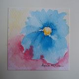 BLUE DAHLIA - Greetings Card (blank inside) 10 x 10cm