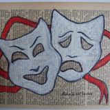 GREEK MASKS - Greetings Card (blank inside) 17.5x12.5cm SOLD GREEK MASKS - Greetings Card (blank inside) 17.5x12.5cm