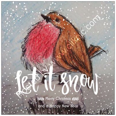 Robin - Let It Snow greetings card 14x14cm
