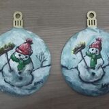 Snowman Baubles 7x9cm - set of four