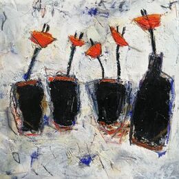 Orange Flowers 10x12ins. framed