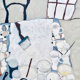 Preparing To Gesso<br>Oil on Canvas, Framed, 91x71cm