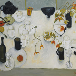 Table With Oranges<br>Oil on Canvas, Framed, 91x120cm<br>SOLD