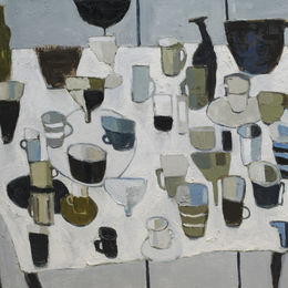 Table With Stoneware<br>Oil on Canvas, Framed, 91x120cm<br>SOLD