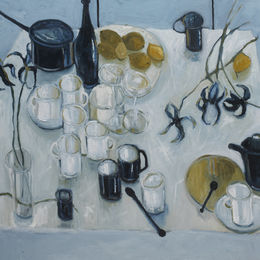 Table With Tiger Lillies<br>Oil on Canvas, Framed, 91x120cm<br>SOLD