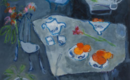 Oranges on Blue Table SOLD