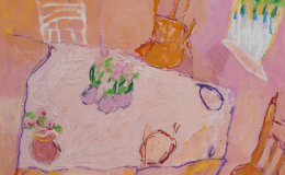 Pink Hyacinths on PInk Table SOLD