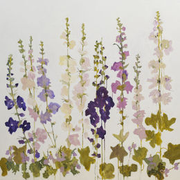 Hollyhocks<br>Oil on Canvas, Framed, 110x120cm<br>SOLD