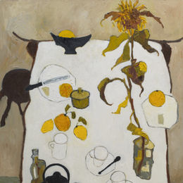 Table with Sunflowers<br>Oil on Canvas, Framed, 91x120cm<br>SOLD