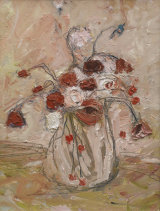 Field Flowers oil 28x28ins framed SOLD
