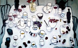 Table With Wine and Cherries (sold)