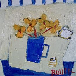 The Blue Mug with Yellow Flowers