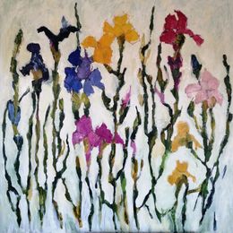Iris 2<br>Oil on Canvas, Framed, 100x100cm, 2019 Iris 2 Oil on Canvas Painting