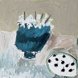 Snowdrops and Berries oil on board 30x30cms.