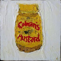 Colmans Mustard 20x20cms oil on canvas framed