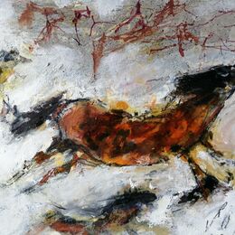 Horses (sold) 10x12ins. mixed media on gesso panel