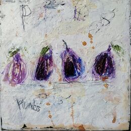 Plums (sold) 20x20cms oil on gesso