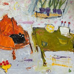 Orange Chair, Black Cat