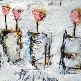 Pink Flowers 2 (sold) 10x12ins.