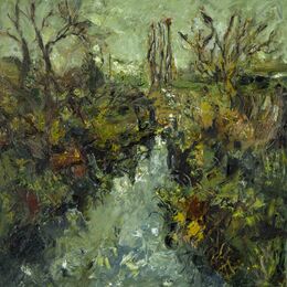 River Crane oil on canvas 100x1000cms. +frame