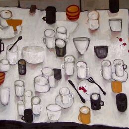 Table with Porcelain and Cherries (sold)