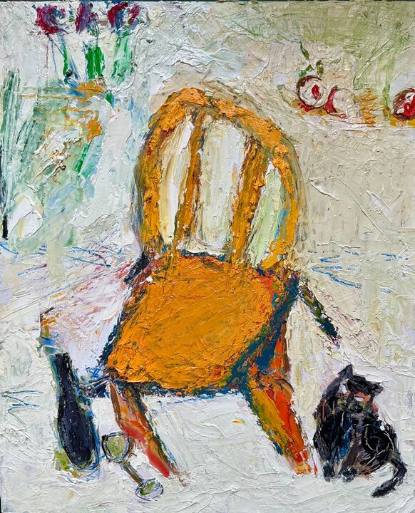 Wine, Chair, Cat