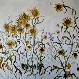 Sunflowers<br>Oil on Canvas, Framed, 110x120cm<br>SOLD