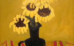 Sunflowers in Black Jug